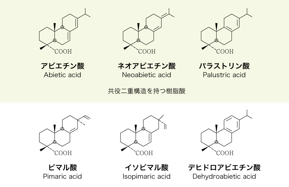ロジン中に含まれる代表的な樹脂酸